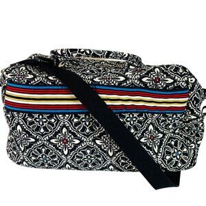 Vera Bradley Floral Grand Weekender Travel Bag Retro Stripes Adjustable Strap